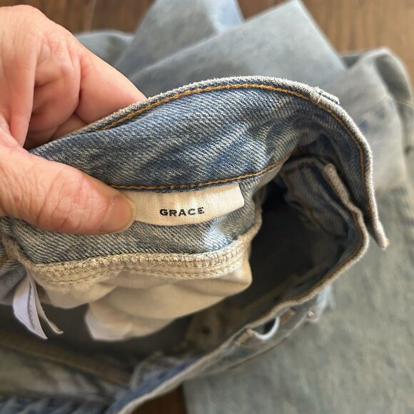 Slvrlake Grace Double Yoke Jeans Let It Ride Raw Hem Crop 31 Wide Leg - Picture 6 of 12